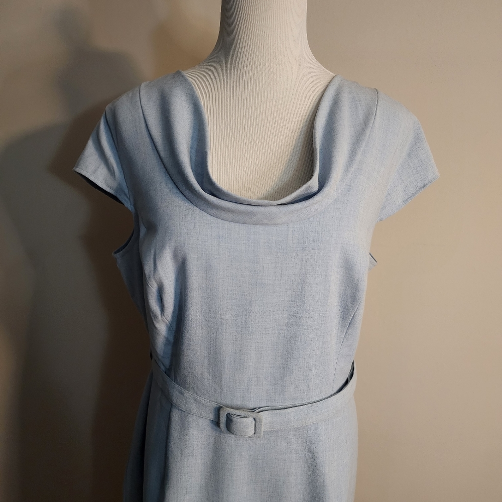 Calvin Klein Light Blue Midi Dress with Belt - Picture 2 of 10